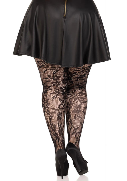 Bestel: Plus Seamless Floral Lace Pantyhose - bij Happytoys: de erotische sex webshop | liever Happy dan Easy ⭐⭐⭐⭐⭐