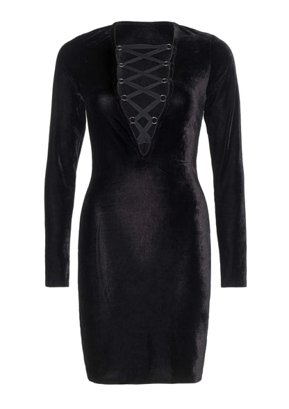 Bestel: Velvet Long Sleeved Dress - bij Happytoys: de erotische sex webshop | liever Happy dan Easy ⭐⭐⭐⭐⭐