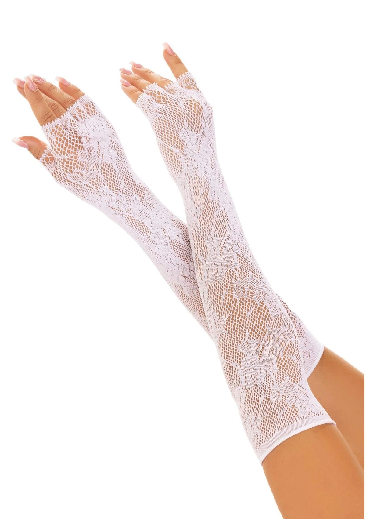 Bestel: Opera Length Floral Net Fingerless Gloves by Leg Avenue - bij Happytoys: de erotische sex webshop | liever Happy dan Easy ⭐⭐⭐⭐⭐ - Default Title - 82110 - WHITE - O/S