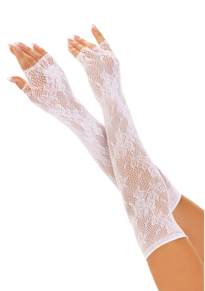 Bestel: Opera Length Floral Net Fingerless Gloves by Leg Avenue - bij Happytoys: de erotische sex webshop | liever Happy dan Easy ⭐⭐⭐⭐⭐ - Default Title - 82110 - WHITE - O/S