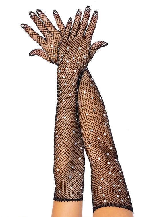 Bestel: Rhinestone Fishnet Opera Length Gloves - bij Happytoys: de erotische sex webshop | liever Happy dan Easy ⭐⭐⭐⭐⭐