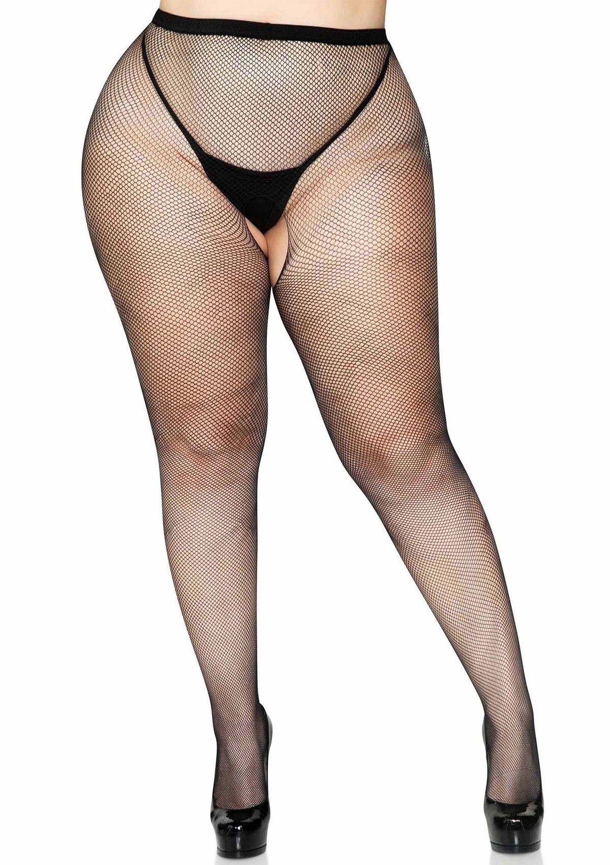 Bestel: Plus Size Crotchless Pantyhose by Leg Avenue - bij Happytoys.nl, happytoys.be, Happytoys.ae: erotische sex webshop | liever Happy dan Easy ⭐⭐⭐⭐⭐ - Default Title - 85033 - BLACK - PLUS