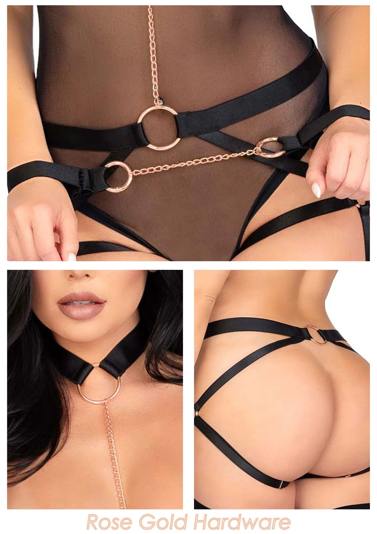 Bestel: Elastic Butt Harness, Choker and Cuffs by Kink - bij Happytoys.nl, happytoys.be, Happytoys.ae: erotische sex webshop | liever Happy dan Easy ⭐⭐⭐⭐⭐
