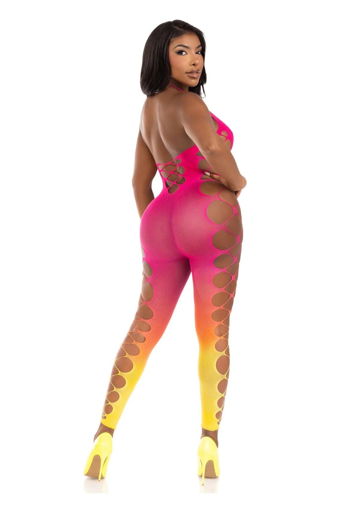 Bestel: Ombre Faux Lace Up Footless Bodystocking - bij Happytoys.nl, happytoys.be, Happytoys.ae: erotische sex webshop | liever Happy dan Easy ⭐⭐⭐⭐⭐