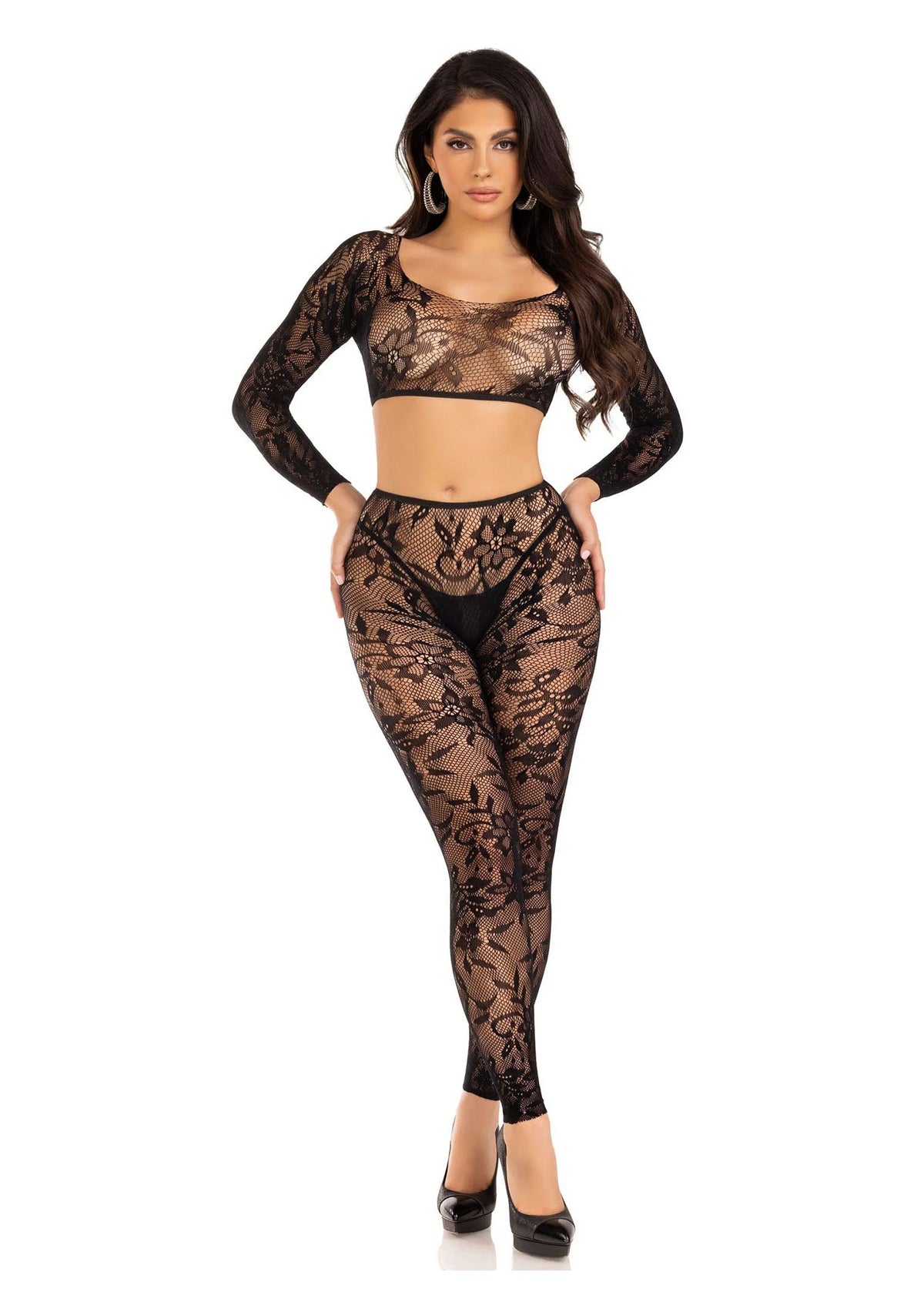 Bestel: Crop top & footless tights black by leg Avenue - bij Happytoys.nl, happytoys.be, Happytoys.ae: erotische sex webshop | liever Happy dan Easy ⭐⭐⭐⭐⭐