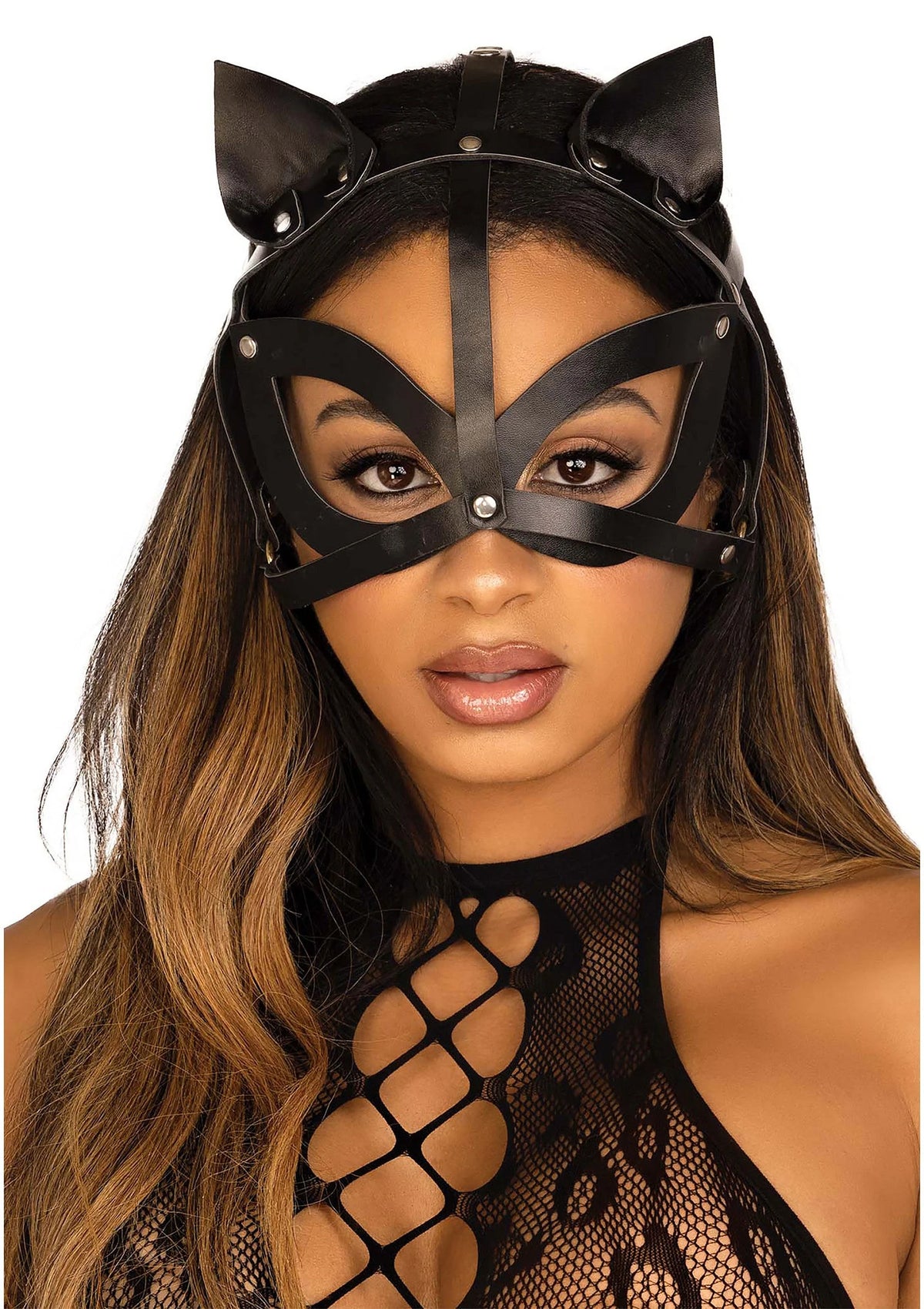 Bestel: Vegan Leather Studded Cat Mask - bij Happytoys.nl, happytoys.be, Happytoys.ae: erotische sex webshop | liever Happy dan Easy ⭐⭐⭐⭐⭐