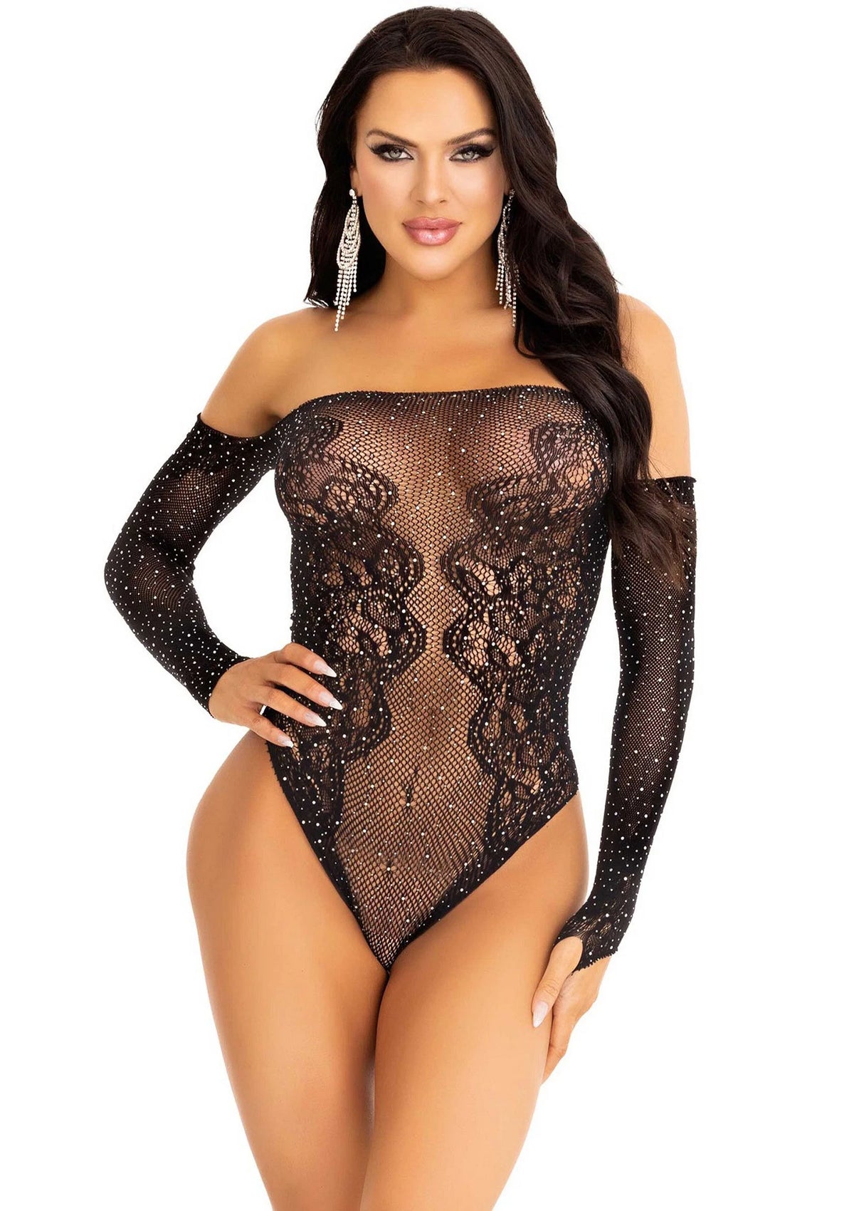 Bestel: Rhinestone Off The Shoulder Teddy - bij Happytoys.nl, happytoys.be, Happytoys.ae: erotische sex webshop | liever Happy dan Easy ⭐⭐⭐⭐⭐