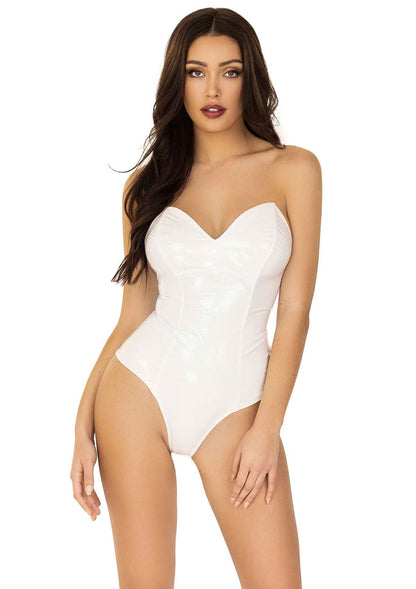 Bestel: Vinyl Boned Bodysuit by Leg Avenue - bij Happytoys: de erotische sex webshop | liever Happy dan Easy ⭐⭐⭐⭐⭐ - Wit - L - 88217 - WHITE - L