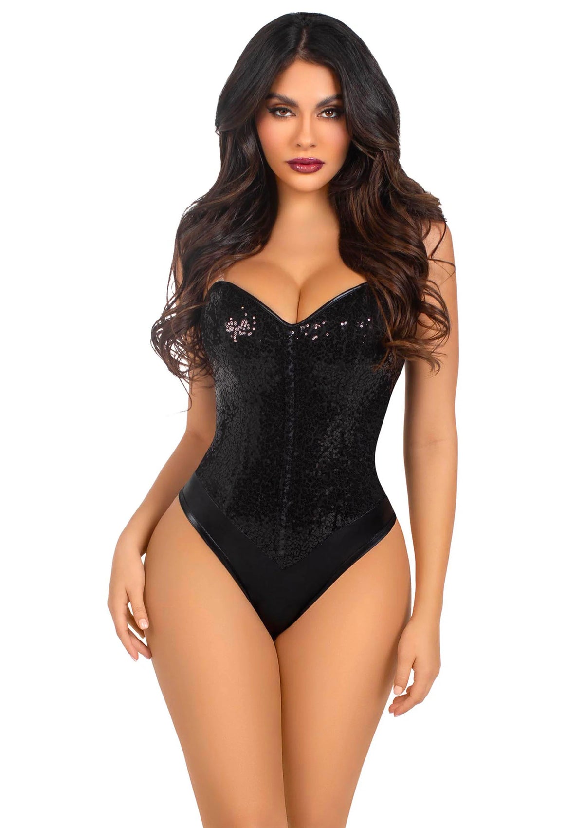 Bestel: Sequin Boned Crotch Bodysuit by Leg Avenue - bij Happytoys: de erotische sex webshop | liever Happy dan Easy ⭐⭐⭐⭐⭐ - Zwart - M - 88218 - BLACK - M