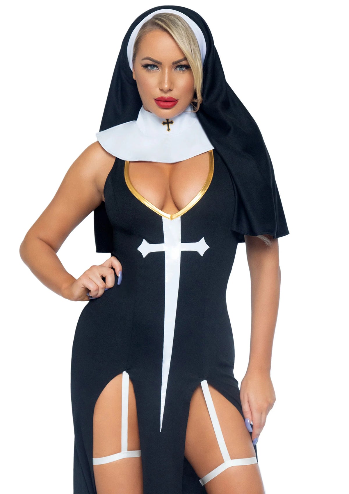 Bestel: Sultry Sinner Nun Dress by Leg Avenue - bij Happytoys: de erotische sex webshop | liever Happy dan Easy ⭐⭐⭐⭐⭐ - M - 88232 - BLACK - M