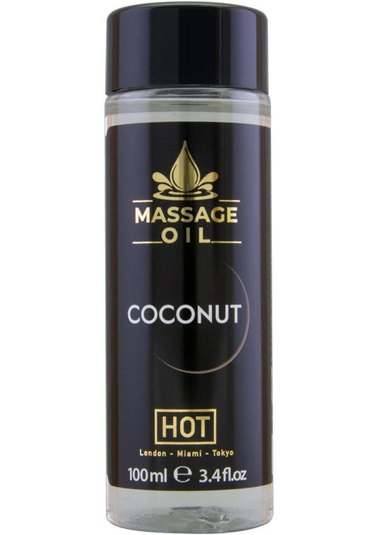 Bestel: Massage Oil 100 ml by Hot - bij Happytoys: de erotische sex webshop | liever Happy dan Easy ⭐⭐⭐⭐⭐ - Coconut - 90232 - COCONUT - 100