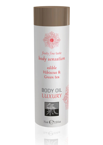 Bestel: Luxury Edible Body Oil 75 ml by Hot Shiatsu - Body Oil bij Happytoys.nl, happytoys.be, Happytoys.ae: erotische sex webshop | liever Happy dan Easy ⭐⭐⭐⭐⭐ - exotic - 90451 - EXOTIC - 75