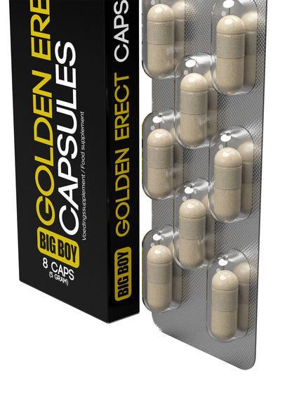 Bestel: Big Boy Golden Erect Capsules 8 pcs - bij Happytoys.nl, happytoys.be, Happytoys.ae: erotische sex webshop | liever Happy dan Easy ⭐⭐⭐⭐⭐