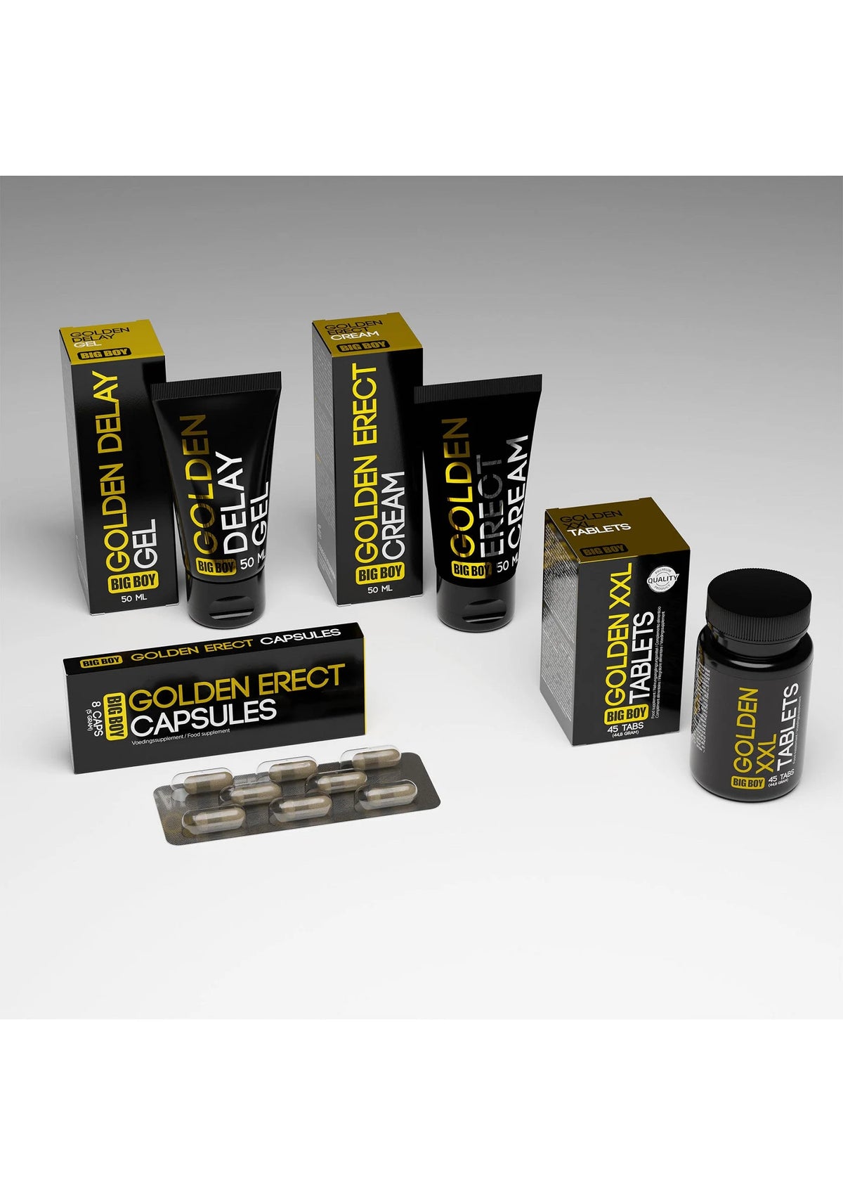 Bestel: Big Boy Golden Erect Capsules 8 pcs - bij Happytoys.nl, happytoys.be, Happytoys.ae: erotische sex webshop | liever Happy dan Easy ⭐⭐⭐⭐⭐