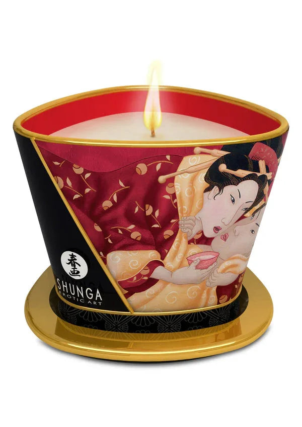 Massage candle - Sparkling Strawberry Wine - 170 ml by Shunga - Happytoys Sexshop: Toys for Feeling Happy & Easy 😊 - Discreet geleverd