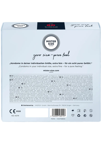 Bestel: MISTER SIZE 60mm Condoms 36pcs - bij Happytoys: de erotische sex webshop | liever Happy dan Easy ⭐⭐⭐⭐⭐