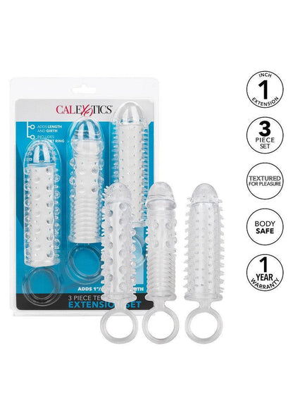 3 Piece Textured Extension Set by CalExotics - Happytoys Sexshop: Toys for Feeling Happy & Easy 😊 - Discreet geleverd