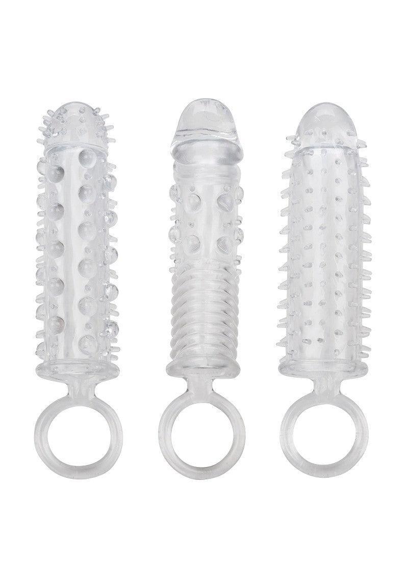 3 Piece Textured Extension Set by CalExotics - Happytoys Sexshop: Toys for Feeling Happy & Easy 😊 - Discreet geleverd