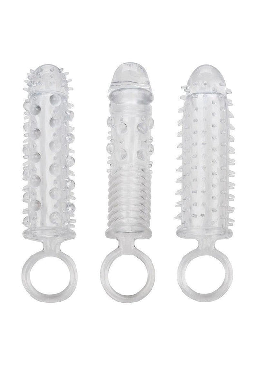 3 Piece Textured Extension Set by CalExotics - Happytoys Sexshop: Toys for Feeling Happy & Easy 😊 - Discreet geleverd