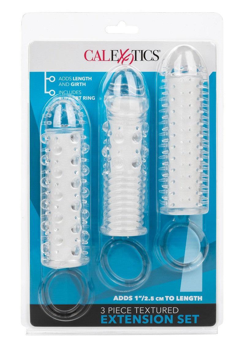 3 Piece Textured Extension Set by CalExotics - Happytoys Sexshop: Toys for Feeling Happy & Easy 😊 - Discreet geleverd