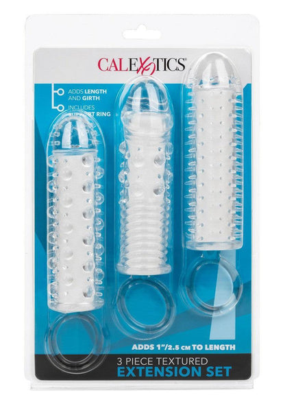 3 Piece Textured Extension Set by CalExotics - Happytoys Sexshop: Toys for Feeling Happy & Easy 😊 - Discreet geleverd