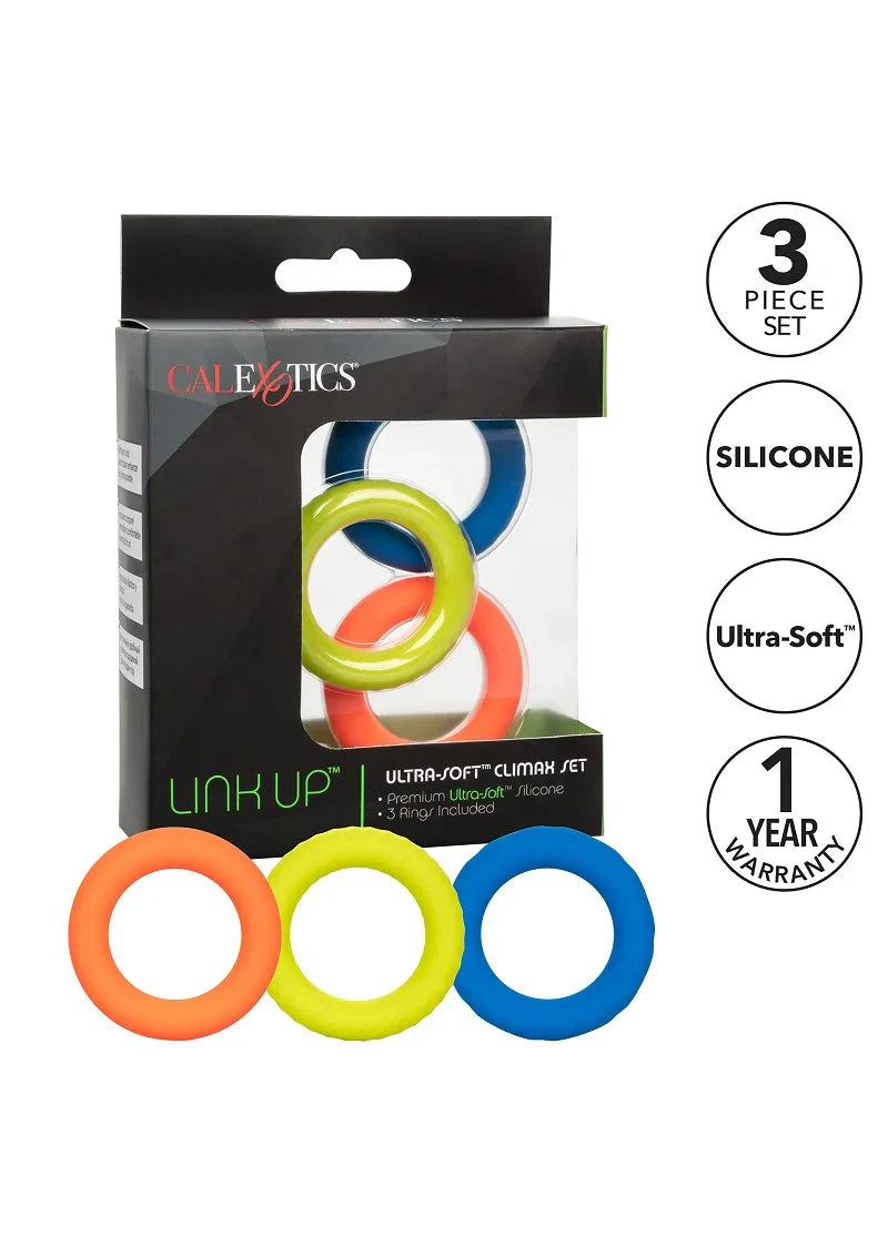 ♂ CalExotics Link Up Ultra-Soft Climax Set cockring - Happytoys Sexshop: Toys for Feeling Happy & Easy 😊 - Discreet geleverd