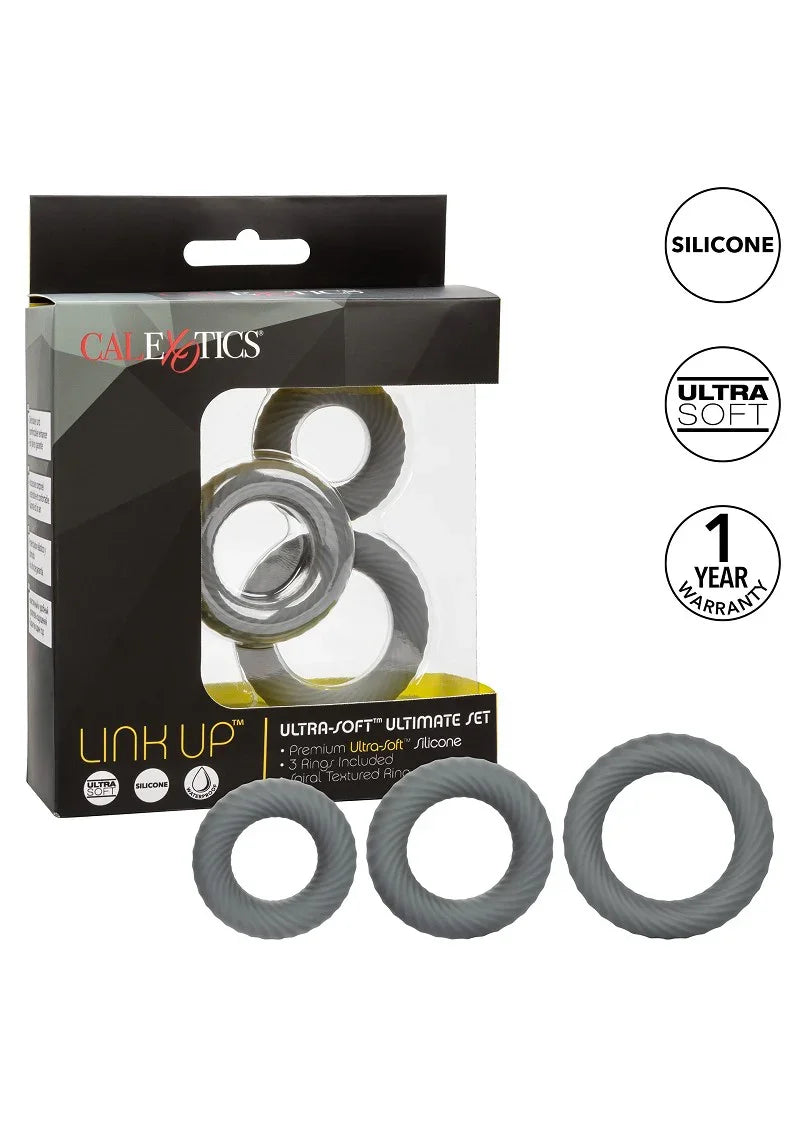 ♂ CalExotics Link Up Ultra-Soft Ultimate Set Cockring - Happytoys Sexshop: Toys for Feeling Happy & Easy 😊 - Discreet geleverd