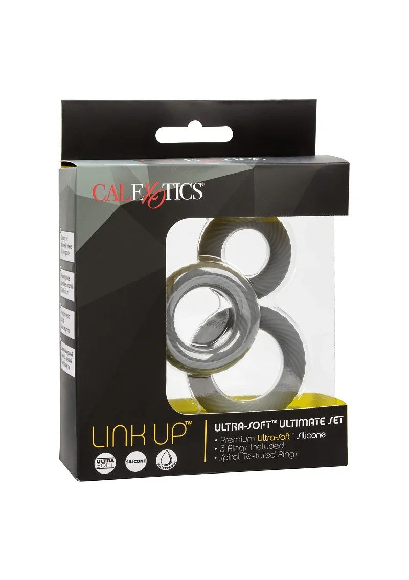 ♂ CalExotics Link Up Ultra-Soft Ultimate Set Cockring - Happytoys Sexshop: Toys for Feeling Happy & Easy 😊 - Discreet geleverd