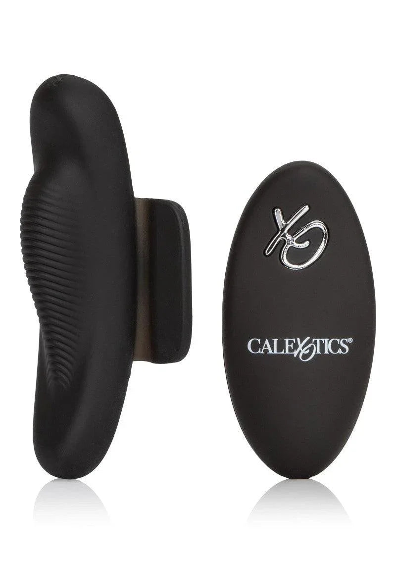 CalExotics black Lock-N-Play Remote Petite Panty Teaser with textured vibrator and sleek remote control
