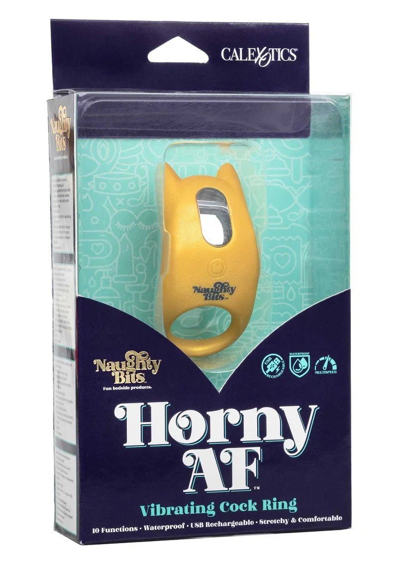 ♂ ♀ CalExotics Naughty Bits Horny AF Trillende vibrerende Cockring - Happytoys Sexshop: Toys for Feeling Happy & Easy 😊 - Discreet geleverd