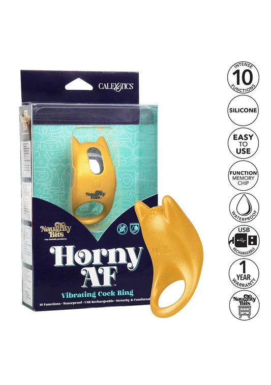 ♂ ♀ CalExotics Naughty Bits Horny AF Trillende vibrerende Cockring - Happytoys Sexshop: Toys for Feeling Happy & Easy 😊 - Discreet geleverd
