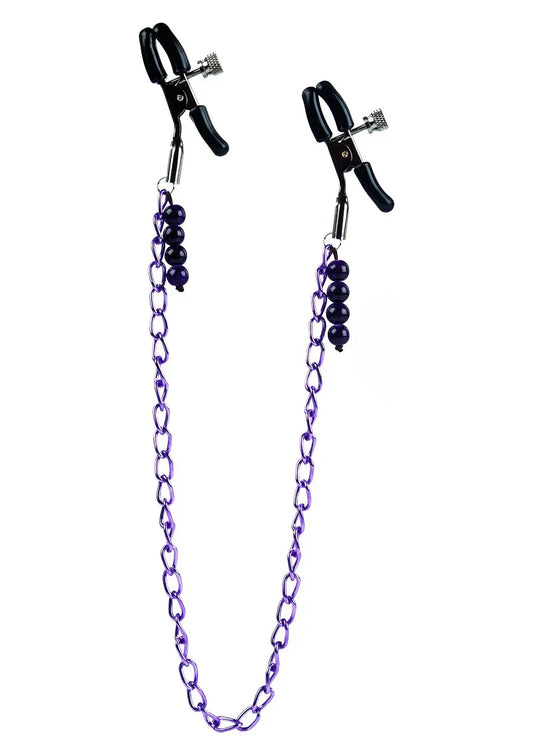 CalExotics Nipple Play Purple Chain Nipple Clamps Tepelklemmen - Happytoys Sexshop: Toys for Feeling Happy & Easy 😊 - Discreet geleverd