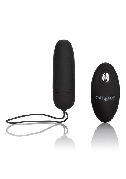 Black silicone remote control bullet vibrator with wireless oval remote control by CalExotics