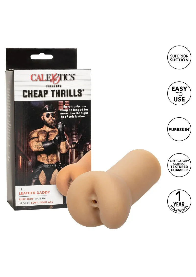 ♂ CalExotics Cheap Thrills The Leather Daddy Stroker Masturbator - Happytoys Sexshop: Toys for Feeling Happy & Easy 😊 - Discreet geleverd