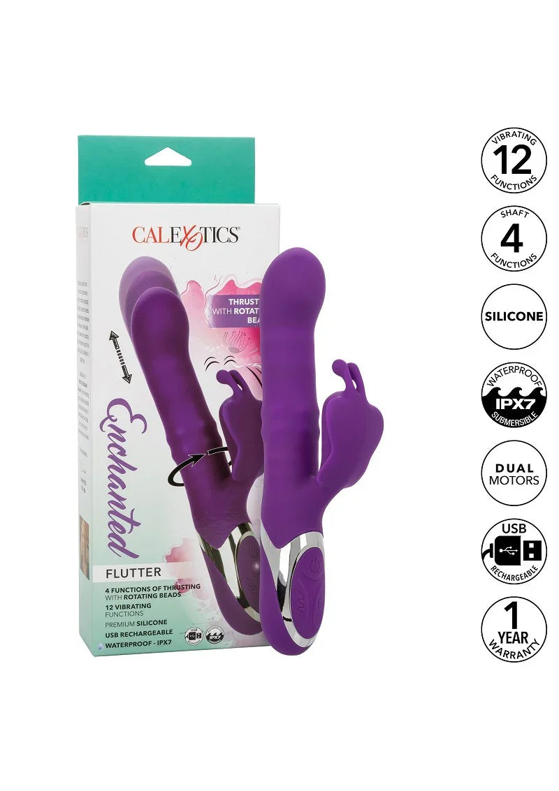 Enchanted Flutter Double Vibrator with clit stimulation by CalExotics - Happytoys Sexshop: Toys for Feeling Happy & Easy 😊 - Discreet geleverd