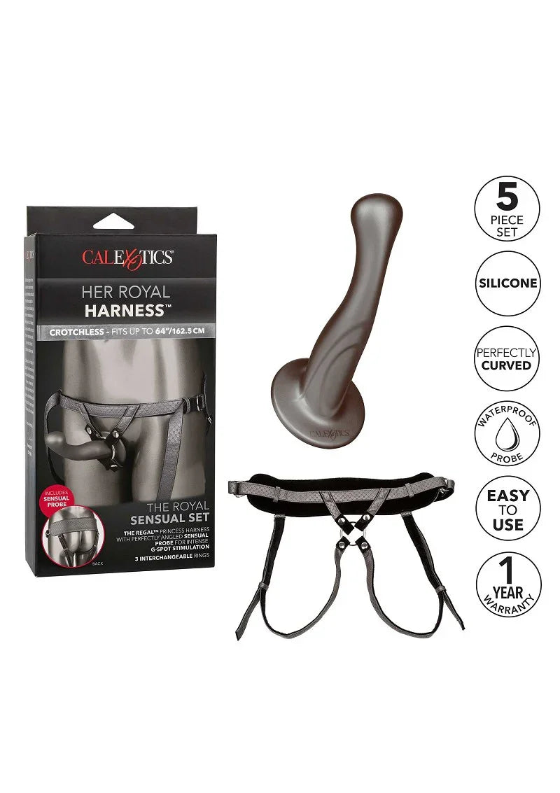 ♂ ♀ CalExotics Her Royal Harness The Royal Sensual Set Pegging Strap-On - Happytoys Sexshop: Toys for Feeling Happy & Easy 😊 - Discreet geleverd