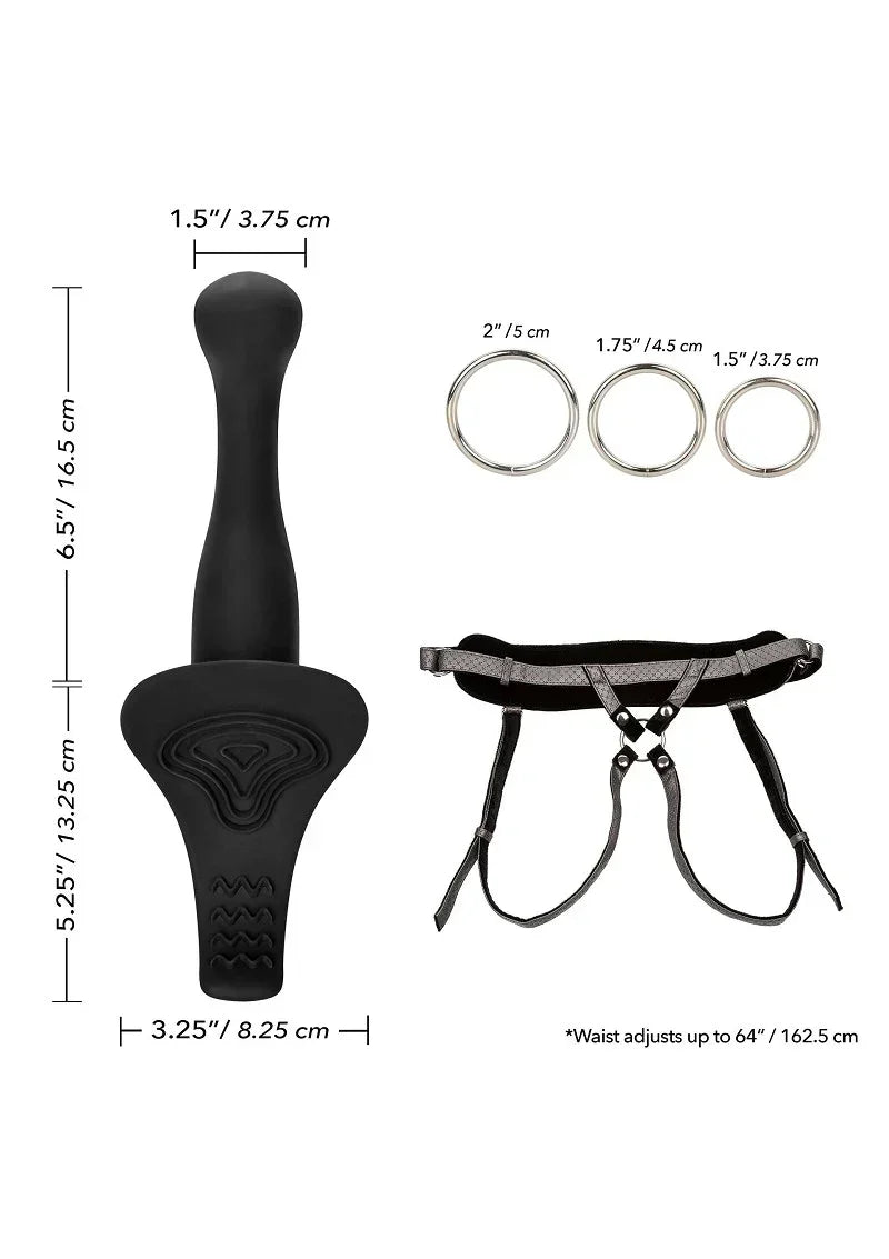 Her Royal Harness The Royal Vibrating Pegging Strap On set by CalExotics - Happytoys Sexshop: online sex shop for Feeling Happy & Easy 😊 - Discreet geleverd