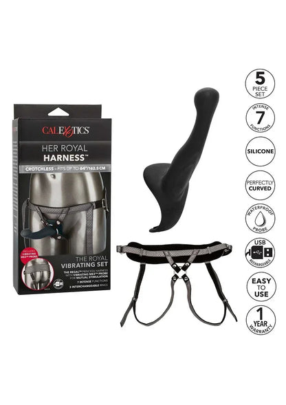 Her Royal Harness The Royal Vibrating Pegging Strap On set by CalExotics - Happytoys Sexshop: online sex shop for Feeling Happy & Easy 😊 - Discreet geleverd