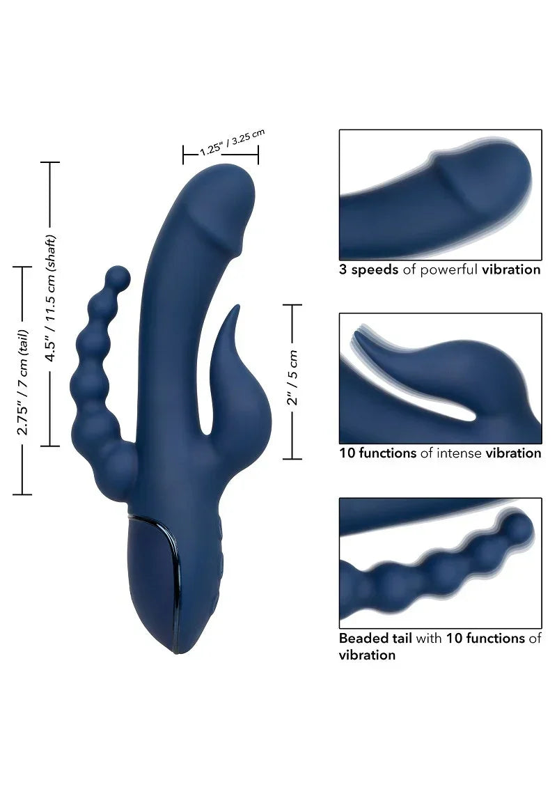 ♀ CalExotics III Triple Orgasm triple Vibrator - Happytoys Sexshop: online sex shop for Feeling Happy & Easy 😊 - Discreet geleverd
