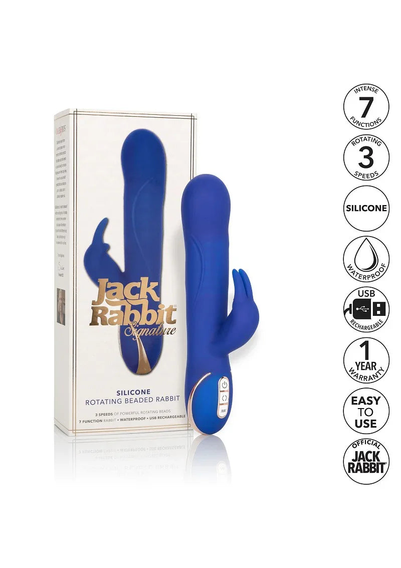 Jack Rabbit Signature Silicone Rotating Beaded Rabbit vibrator by CalExotics - Happytoys Sexshop: Toys for Feeling Happy & Easy 😊 - Discreet geleverd