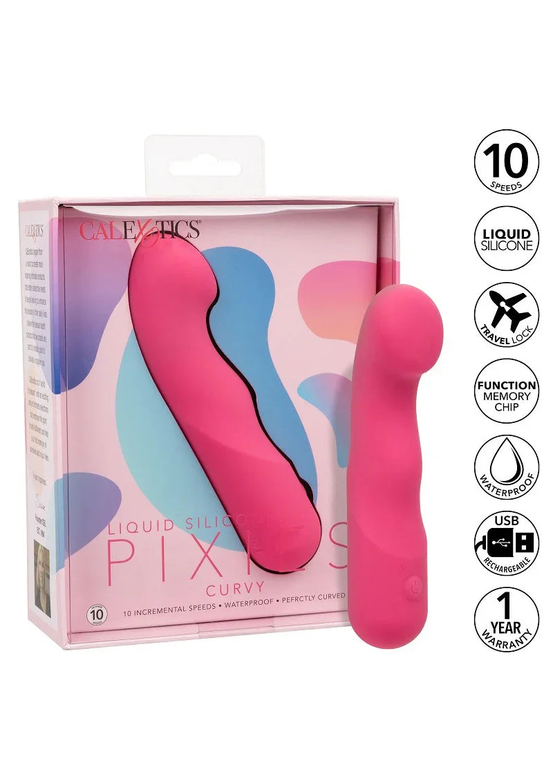 Liquid Silicone Pixies Curvy vibrator by CalExotics - Happytoys Sexshop: online sex shop for Feeling Happy & Easy 😊 - Discreet geleverd