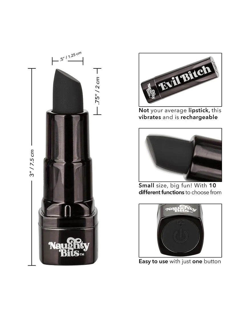 Naughty Bits Evil Bitch Lipstick Vibrator by CalExotics - Happytoys Sexshop: Toys for Feeling Happy & Easy 😊 - Discreet geleverd
