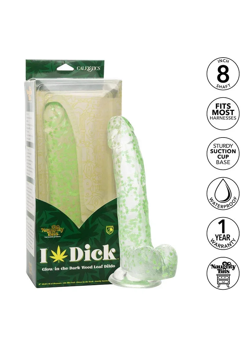 CalExoticsNaughtyBitsILeafDickGlow-In-The-DarkWeedLeafDildo811 @ Happytoys Sexshop: online sex shop for Feeling Happy & Easy 😊 the erotic store owned by a woman