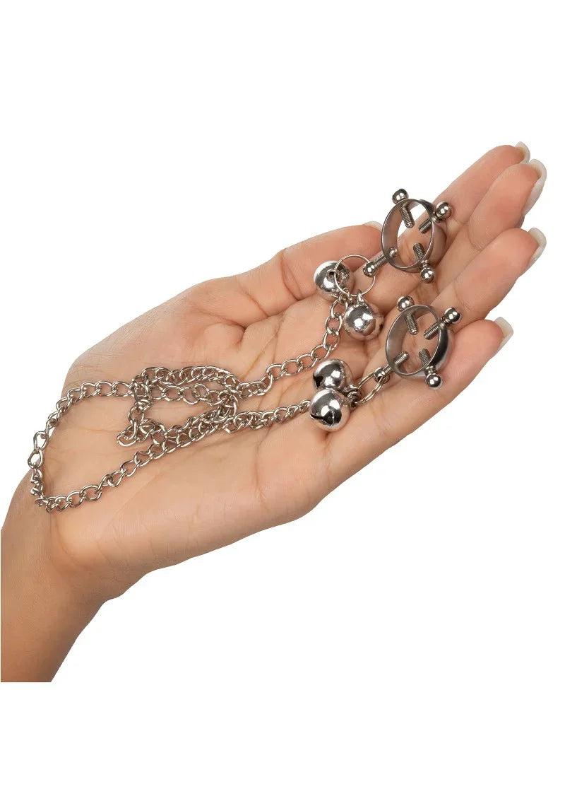 4 Point Nipple Press With Bells by CalExotics - Happytoys Sexshop: Toys for Feeling Happy & Easy 😊 - Discreet geleverd