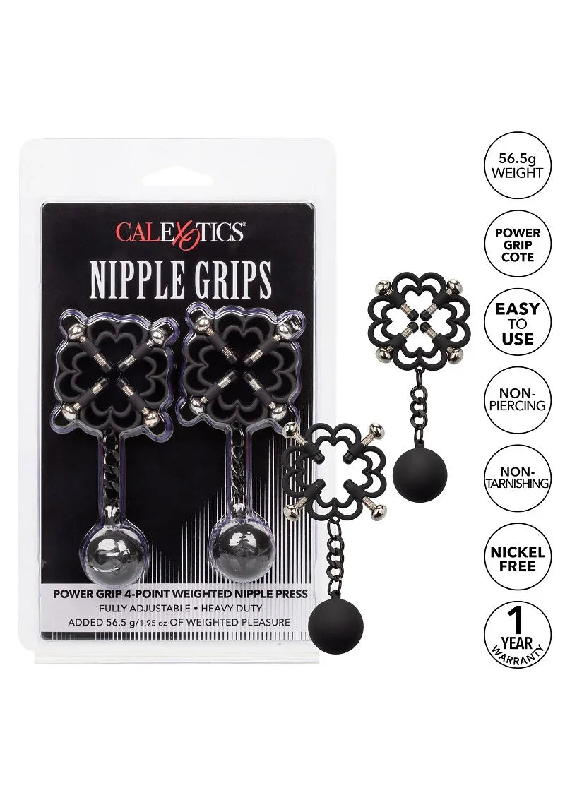 ♂ ♀ CalExotics Nipple Grips Power Grip 4-Point Weighted Nipple Press - Happytoys Sexshop: Toys for Feeling Happy & Easy 😊 - Discreet geleverd