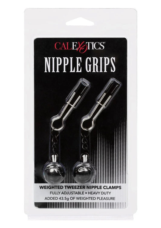 Weighted Tweezer Nipple Clamps by CalExotics - Happytoys Sexshop: Toys for Feeling Happy & Easy 😊 - Discreet geleverd