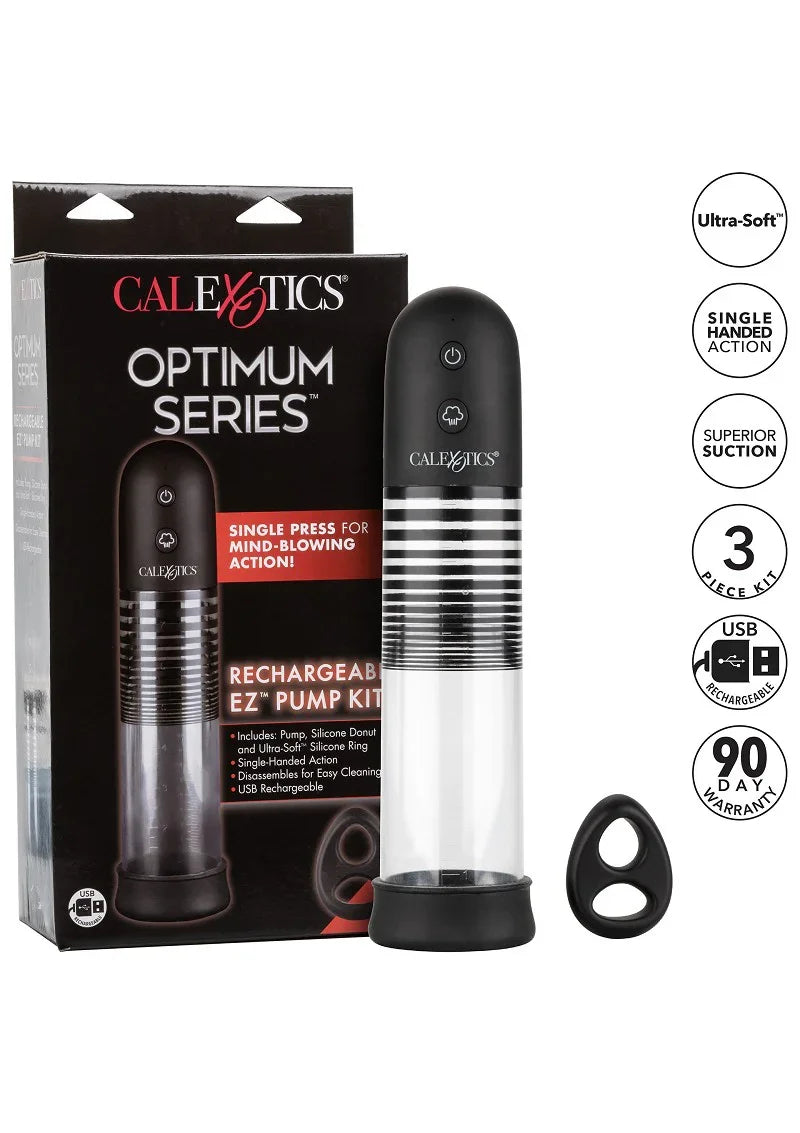♂ CalExotics Optimum Series Rechargeable EZ Pump Kit - Happytoys Sexshop: Toys for Feeling Happy & Easy 😊 - Discreet geleverd