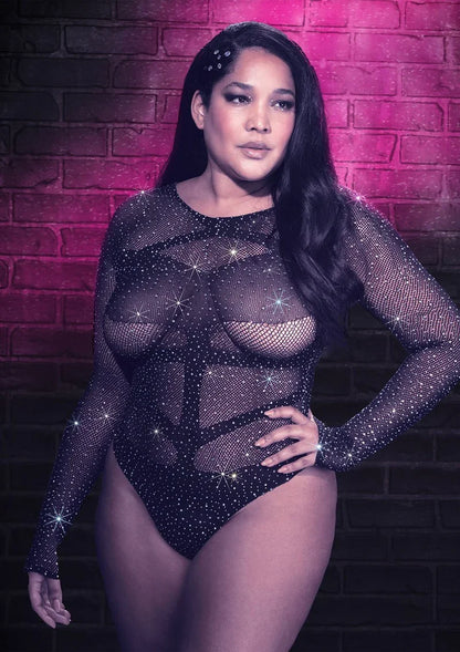 y CalExotics Radiance Plus Size Long Sleeve Body Suit - Happytoys Sexshop: Toys for Feeling Happy & Easy 😊 - Discreet geleverd