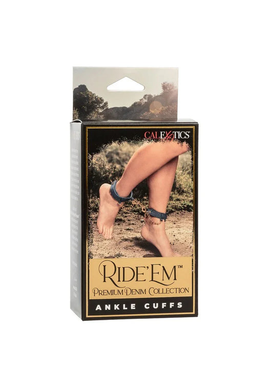 Ride 'em Premium Denim Collection Ankle Cuffs by CalExotics - Happytoys Sexshop: online sex shop for Feeling Happy & Easy 😊 - Discreet geleverd