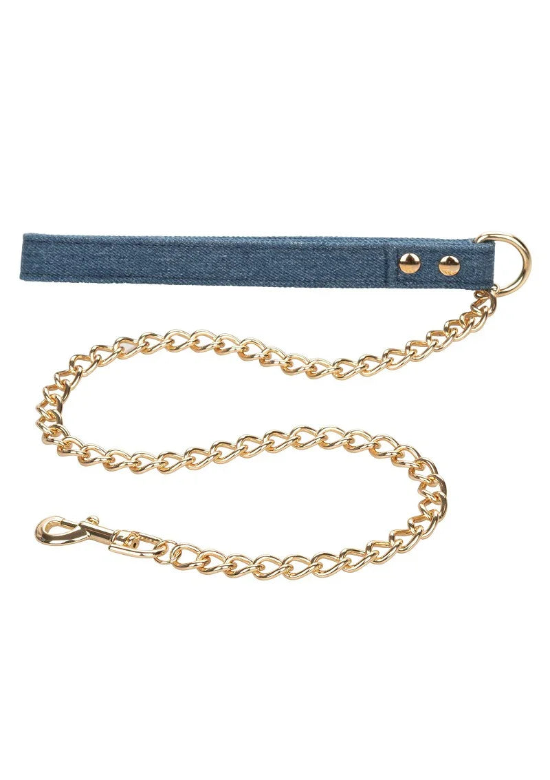 Ride 'em Premium Denim Collection Collar with Leash by CalExotics - Happytoys Sexshop: online sex shop for Feeling Happy & Easy 😊 - Discreet geleverd